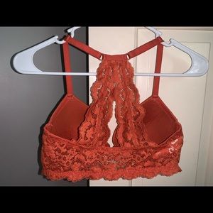 Orange lace racerback bra